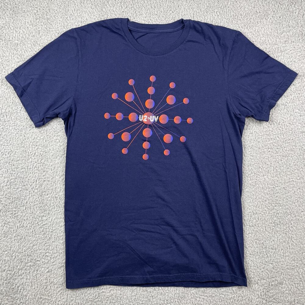 U2:UV Achtung Baby Shirt Mens Small Blue Lattice Dots Live At Sphere Merch READ